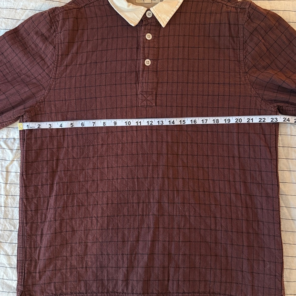 Madewell Burgundy Check Rugby Polo with Cream Collar - Picture 5 of 7